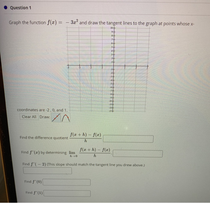 Solved • Question 1 Graph the function f(x) = - 3.c- and | Chegg.com