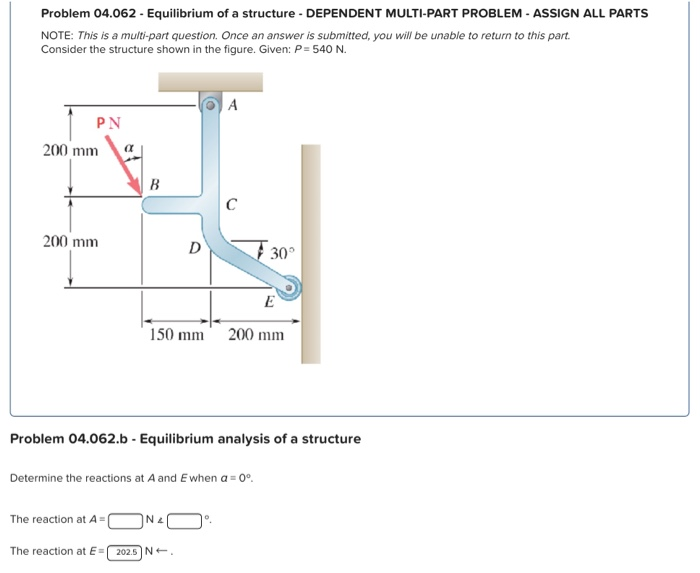 Solved Problem 04 062 Equilibrium Of A Structure Depe Chegg Com