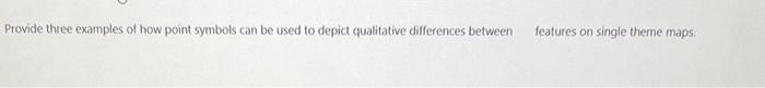 Solved Provide three examples of how point symbols can be | Chegg.com