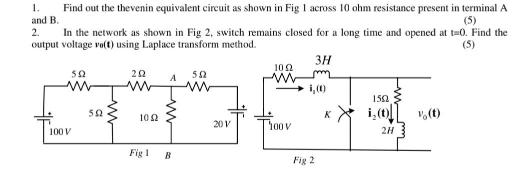 Solved 1. Find out the thevenin equivalent circuit as shown | Chegg.com