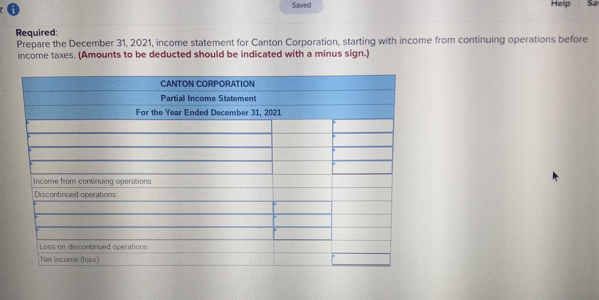 Solved Canton Corporation reported the following items in