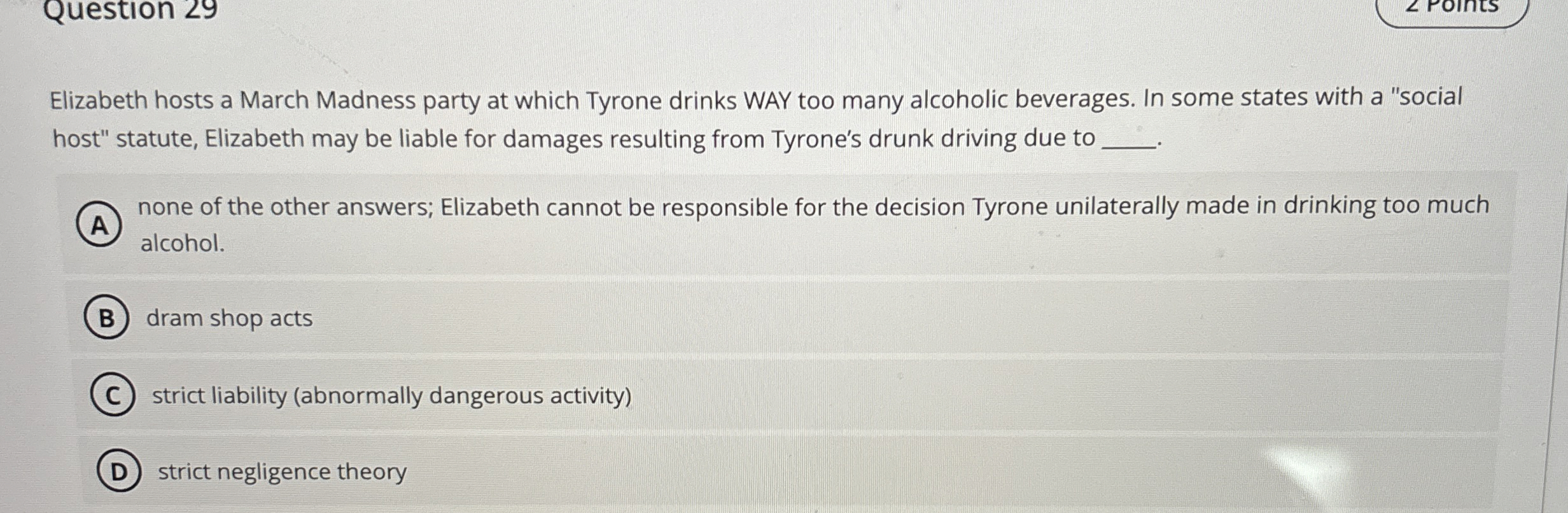 Solved Elizabeth hosts a March Madness party at which Tyrone