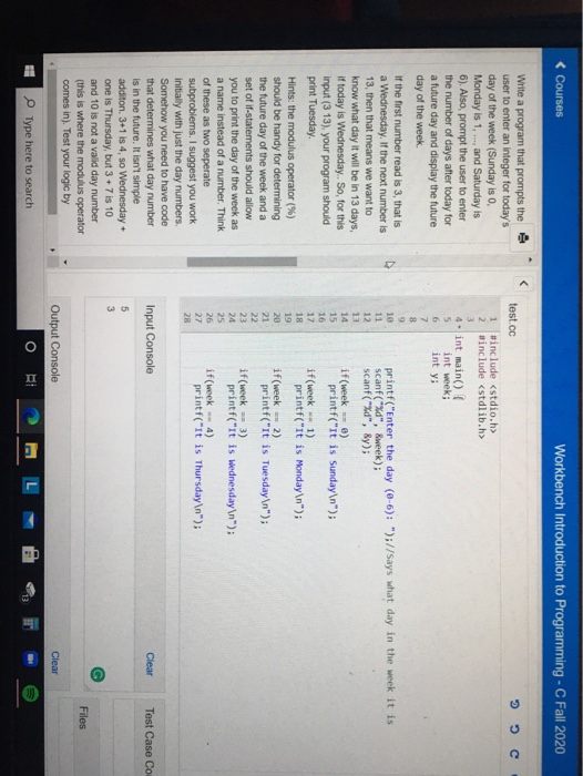 Solved Courses Workbench Introduction to Programming - C | Chegg.com