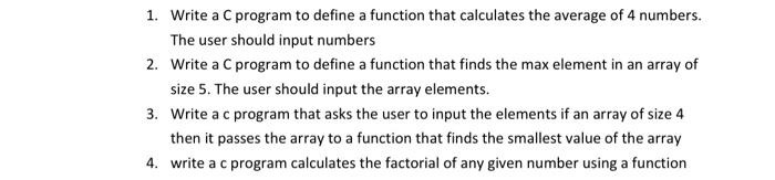 Solved 1. Write a C program to define a function that | Chegg.com