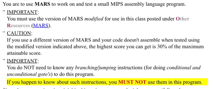 Solved You are to use MARS to work on and test a small MIPS | Chegg.com