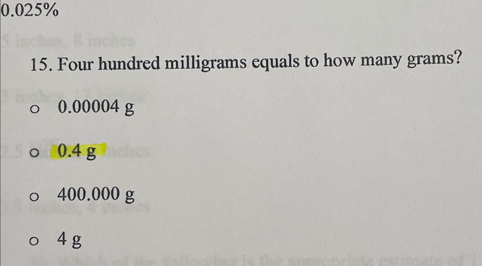 Solved Four hundred milligrams equals to how many | Chegg.com