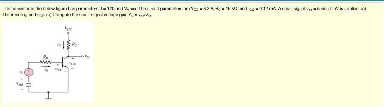 Solved The transistor in the below figure has parameters B = | Chegg.com
