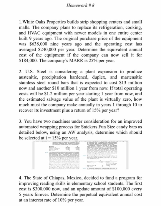 Solved Homework 8 1. White Oaks Properties builds strip