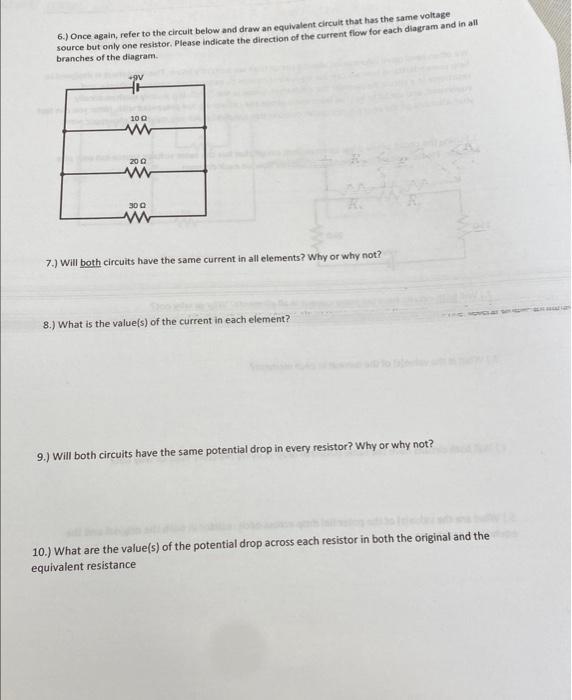 Solved 6.) Once again, refer to the circuit below and draw | Chegg.com