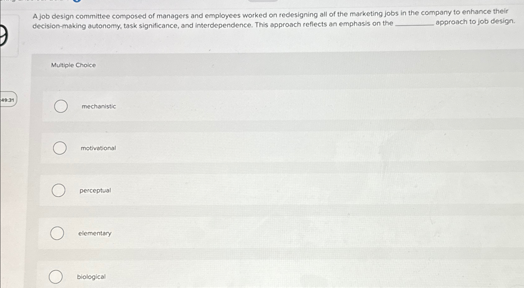 Solved A job design committee composed of managers and | Chegg.com