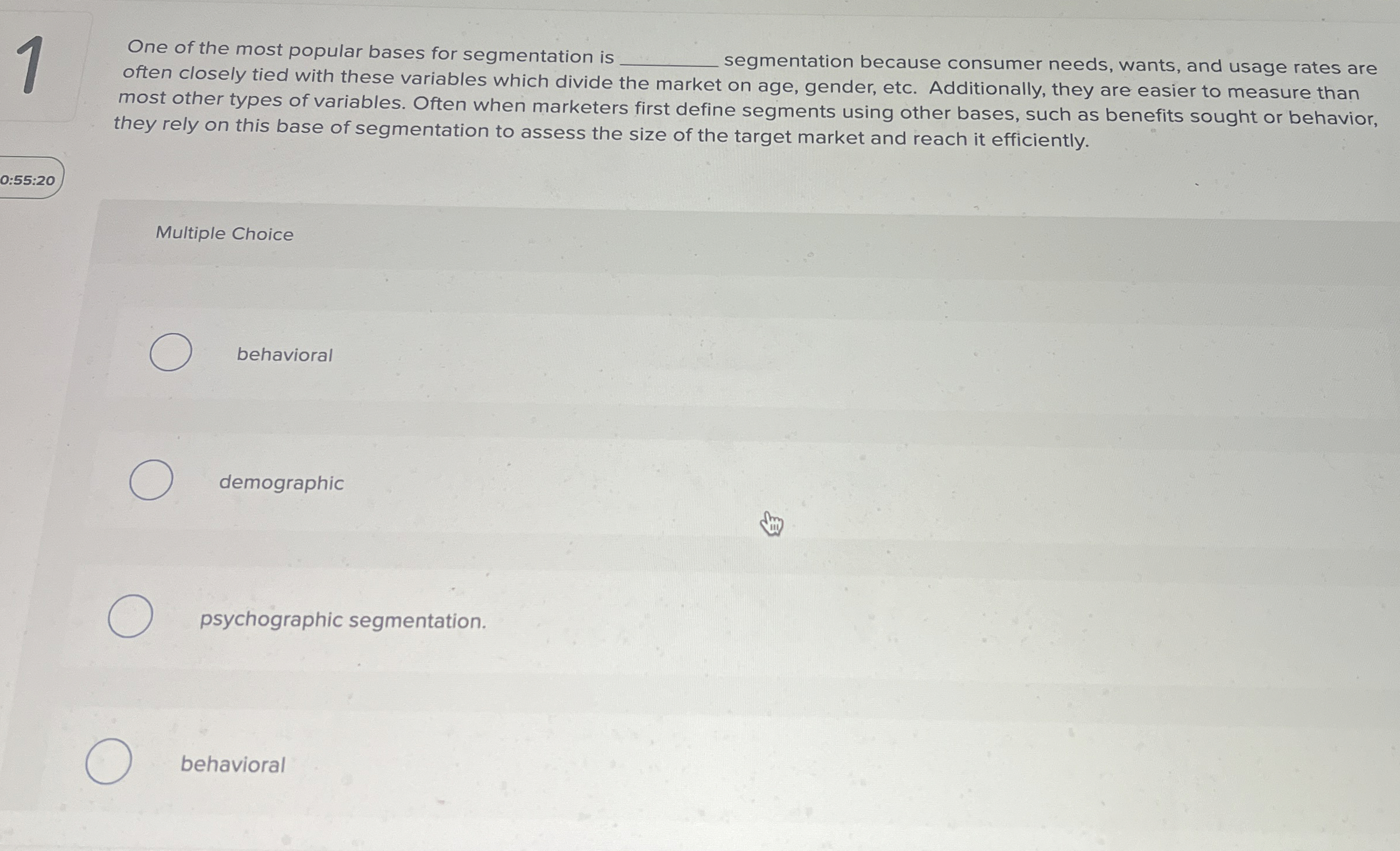 Solved One Of The Most Popular Bases For Segmentation Is Chegg Com