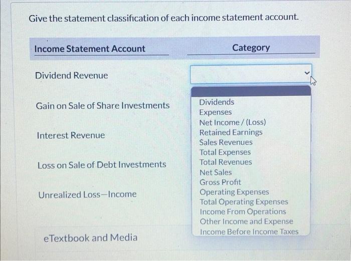 Solved Give the statement classification of each income | Chegg.com