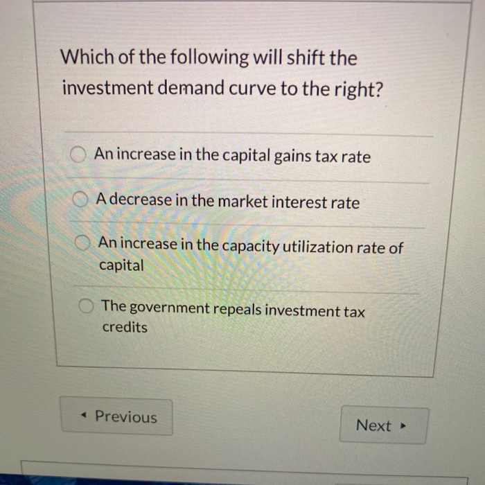 Solved Which of the following will shift the investment | Chegg.com