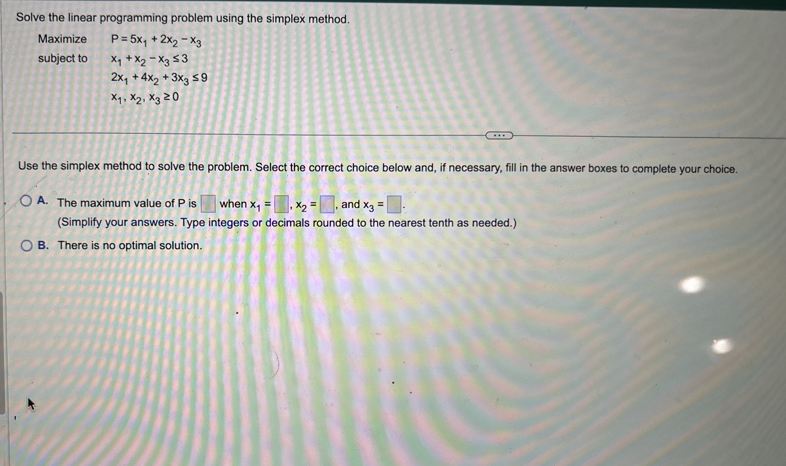 Solved Solve the linear programming problem using the | Chegg.com