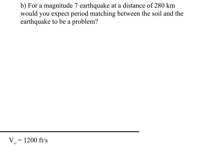 Solved B) For A Magnitude 7 Earthquake At A Distance Of 280 | Chegg.com