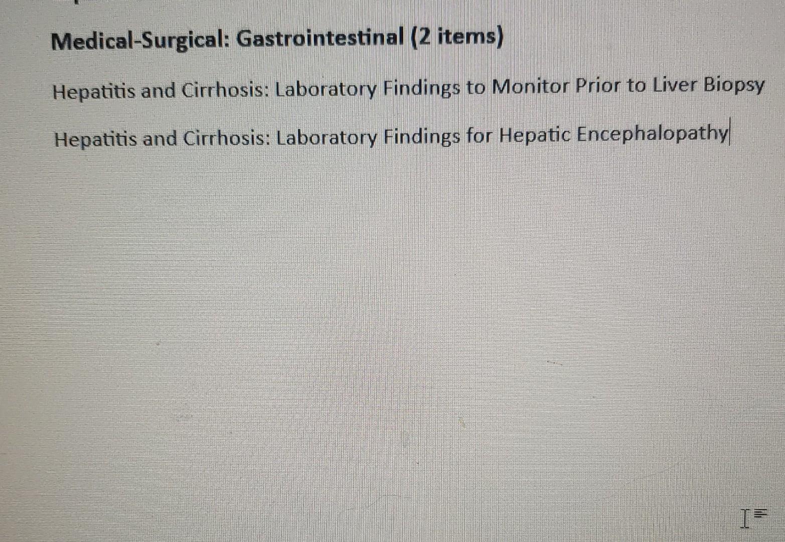 Solved MedicalSurgical Gastrointestinal (2 items)