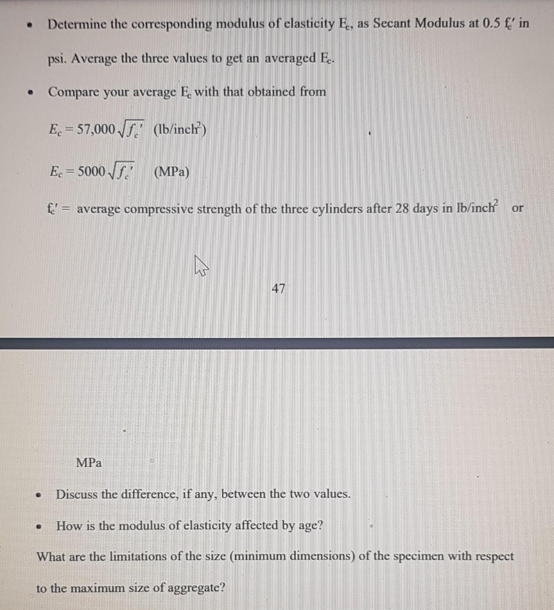 Solved Determine the corresponding modulus of elasticity E, | Chegg.com