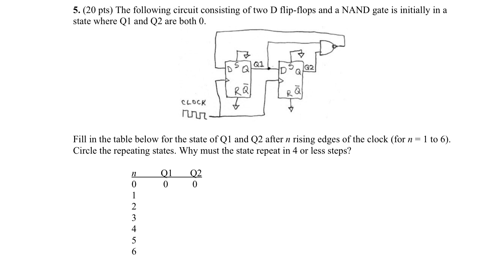 Solved The following circuit consisting of two D flip-flops | Chegg.com