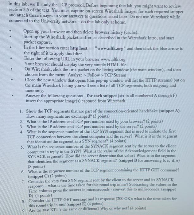Solved . In this lab, we'll study the TCP protocol. Before | Chegg.com