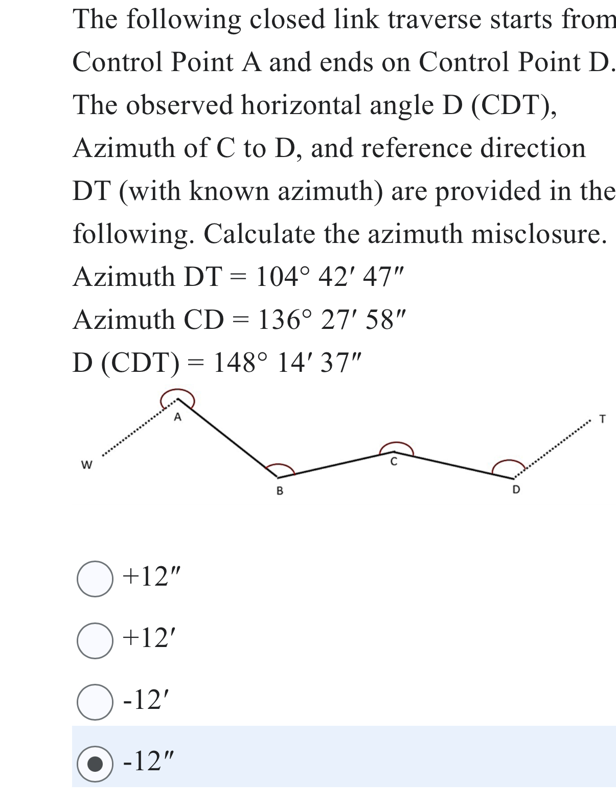 Solved The following closed link traverse starts from Chegg