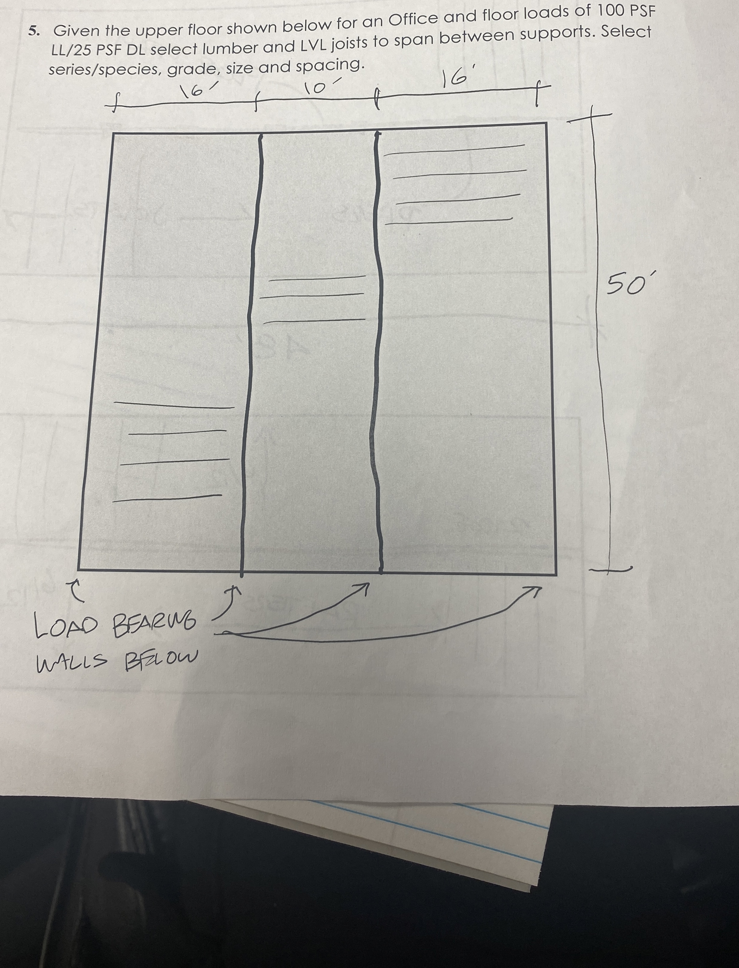 Given the upper floor shown below for an Office and