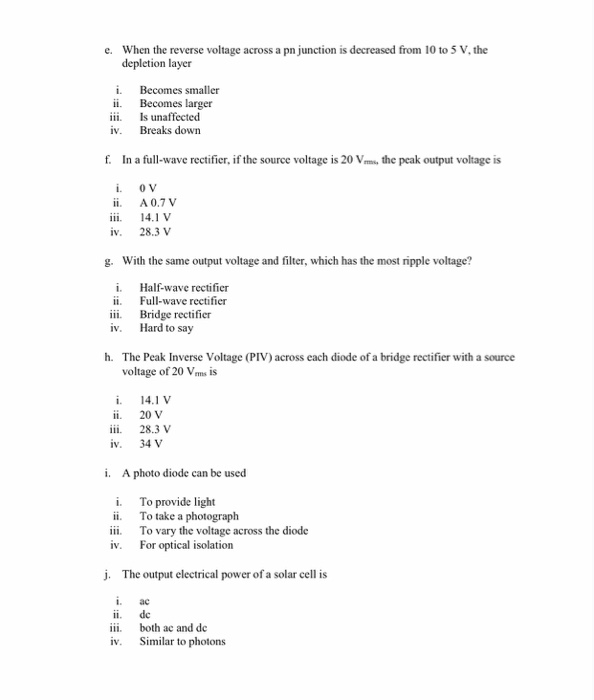 Solved E When The Reverse Voltage Across A Pn Junction Is Chegg Com