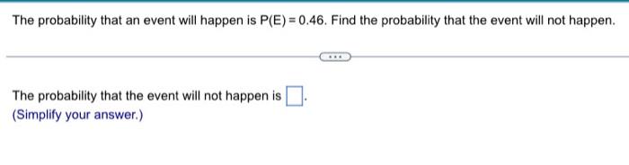 Solved The probability that an event will happen is | Chegg.com