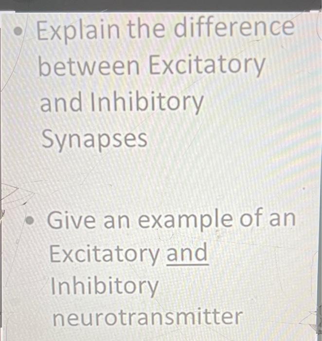 Explain the difference between Excitatory and