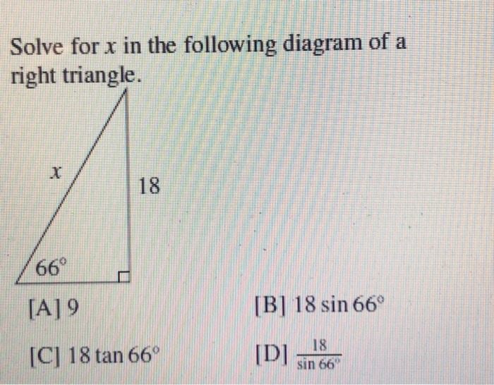 Solved Solve for x in the following diagram of a right | Chegg.com