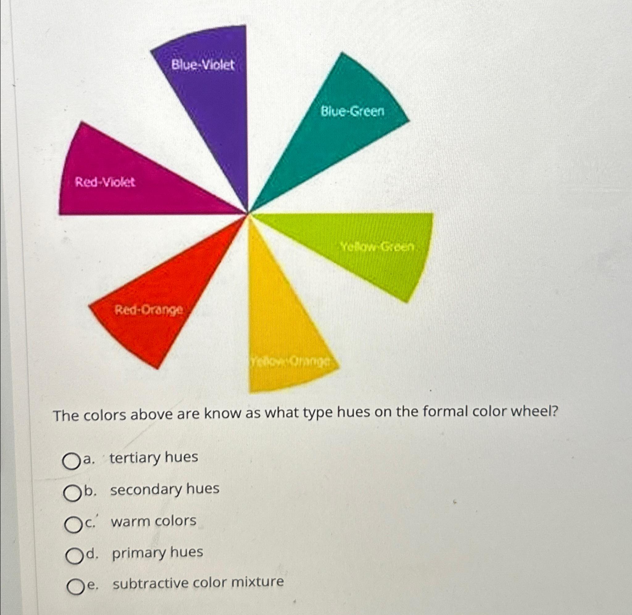 Solved The colors above are know as what type hues on the | Chegg.com