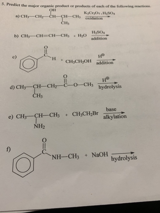 Solved Predict The Major Organic Product Or Products Of Each 1680