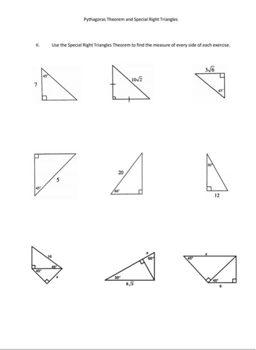 Solved Pythagoras Theorem and Special Right Triangles IL Use | Chegg.com