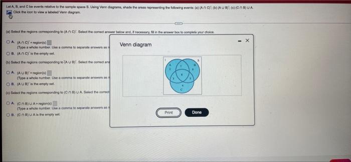 Solved Let A B C Be Events Relative To Sample Space S. Using | Chegg.com