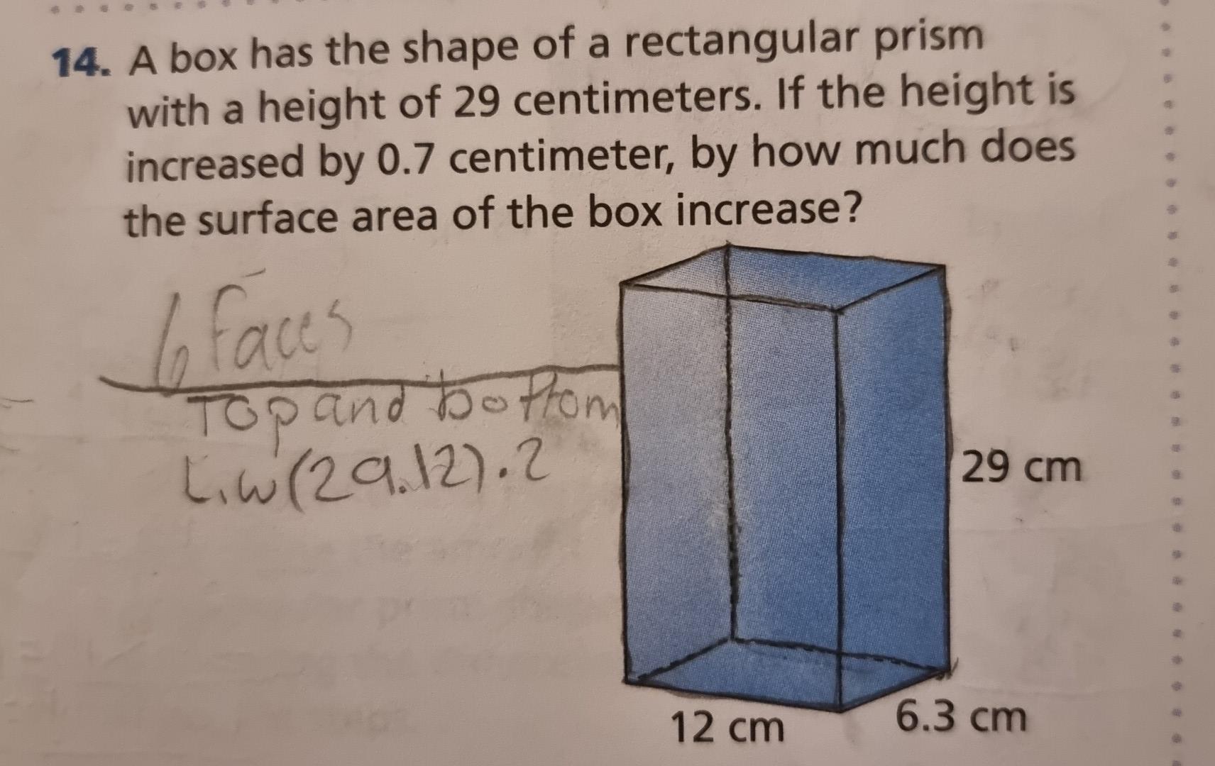 Solved 14. A box has the shape of a rectangular prism with a