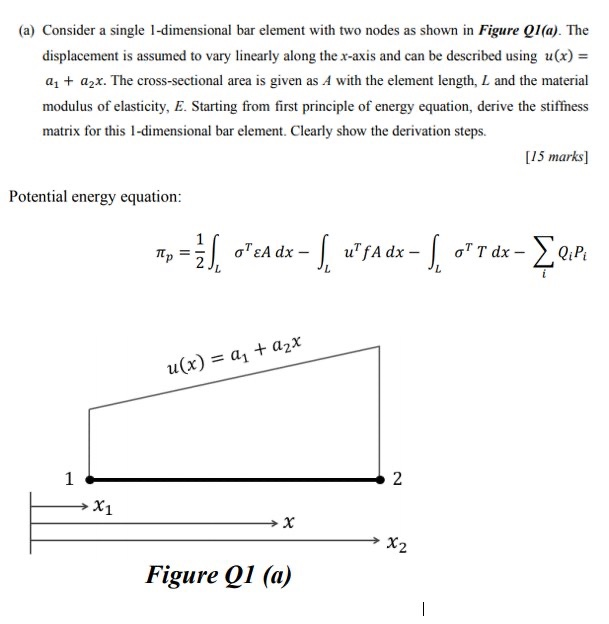 Solved (a) Consider a single 1-dimensional bar element with | Chegg.com