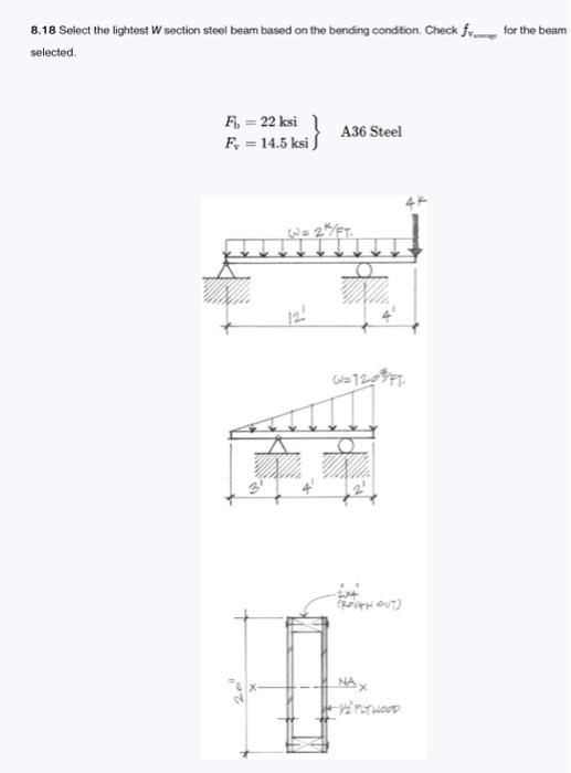 Solved 8.18 Select the lightest W section steel beam based | Chegg.com