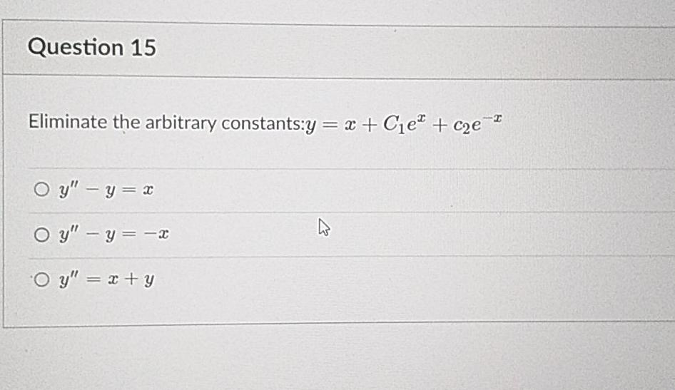 Solved Question 15 Eliminate The Arbitrary Constants Y X