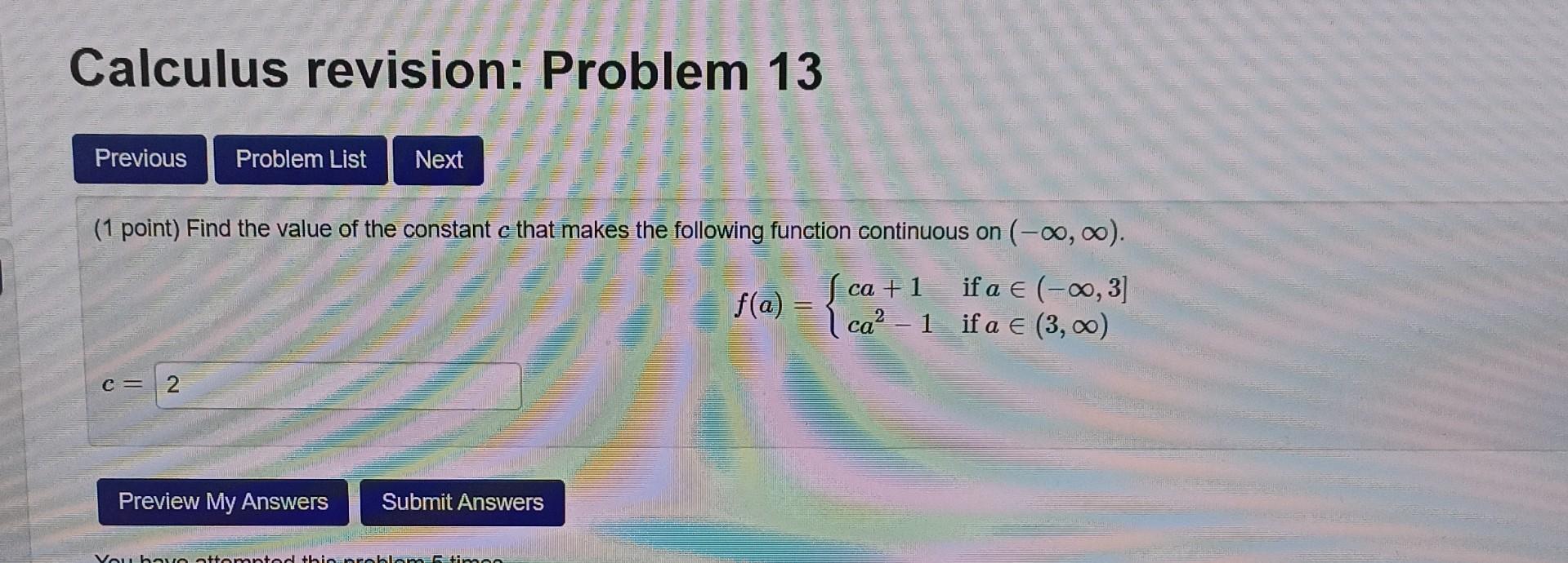 Solved Calculus Revision Problem 13 1 Point Find The