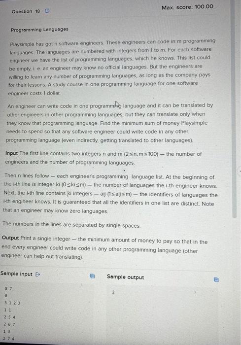 Programming Languages Playsimple has got n software | Chegg.com