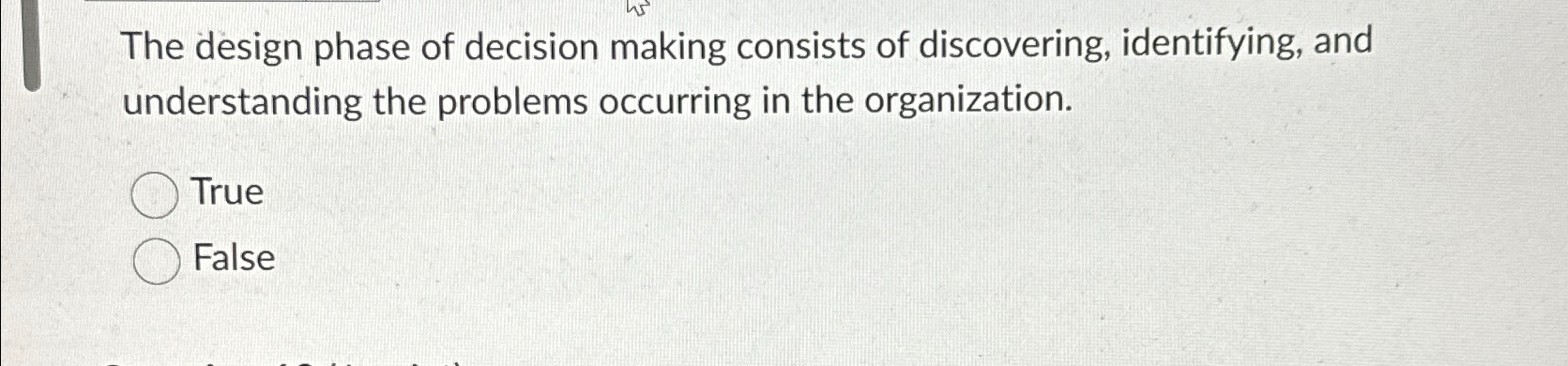 Solved The design phase of decision making consists of | Chegg.com