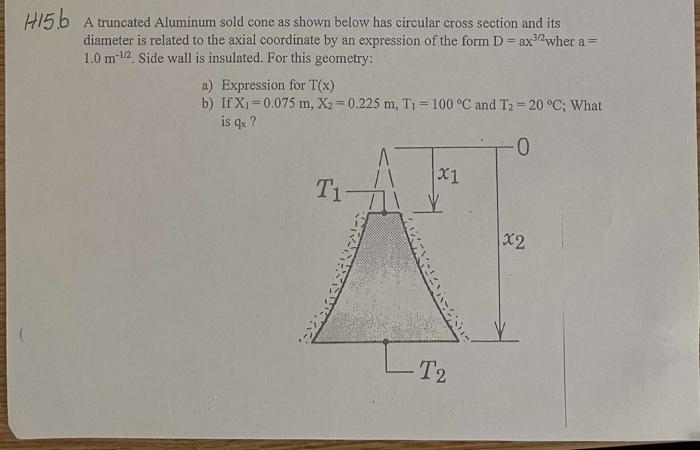 Solved H15. A truncated Aluminum sold cone as shown below | Chegg.com