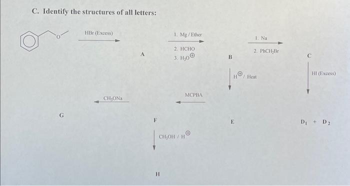 Solved C. Identify the structures of all letters: A B G E | Chegg.com