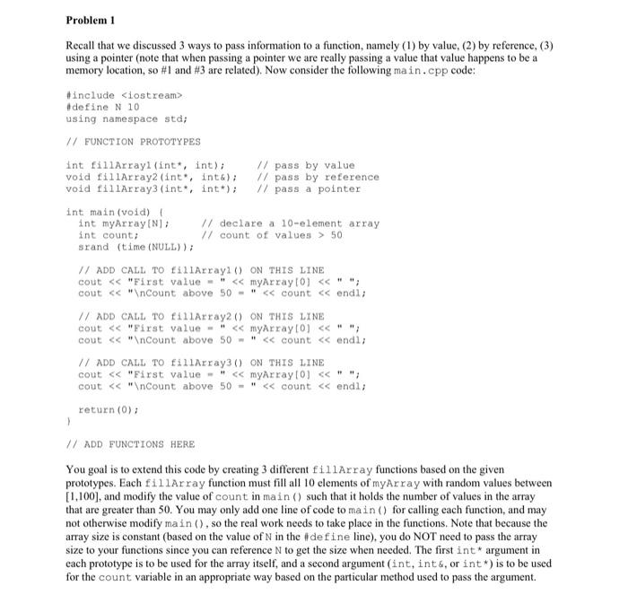 Solved Problem 1 Recall that we discussed 3 ways to pass | Chegg.com