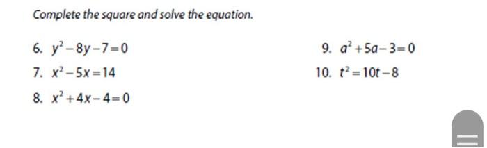 Solved Complete the square and solve the equation. 6. | Chegg.com