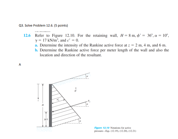 Solved 12.6 Refer to Figure 12.10. For the retaining wall, | Chegg.com