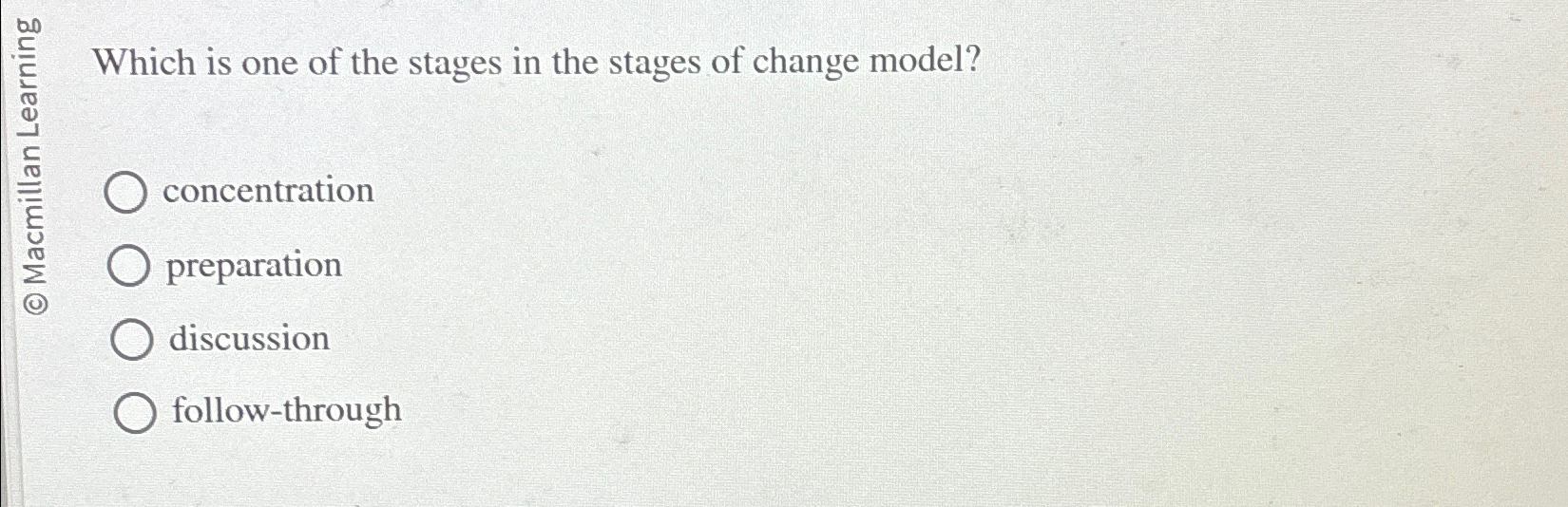 Solved Which is one of the stages in the stages of change | Chegg.com