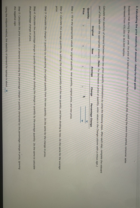 Solved 2. Calculating The Price Elasticity Of Demand - | Chegg.com