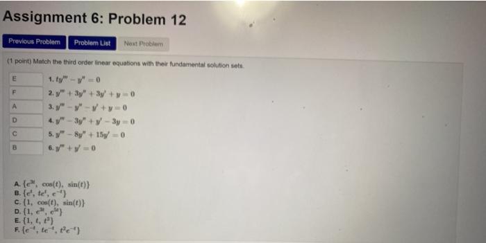 Solved Assignment 6: Problem 12 Previous Problem Problem | Chegg.com