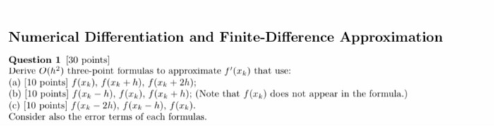 Solved Numerical Differentiation and Finite-Difference | Chegg.com