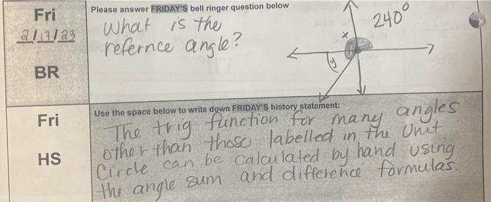 Solved Please answer FRIDAY'S bell ringer question belo | Chegg.com